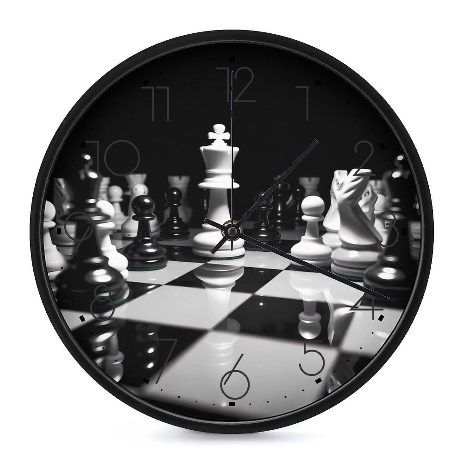 Horloge échecs 25,4 cm mécanique silencieuse sans tic-tac à piles