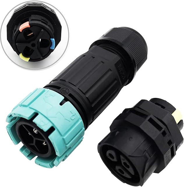 Waterproof Cable Connector, CTRICALVER Outdoor Cable Connector, IP68 Cable Connector, Panel Type Waterproof Plug Connector, Male/Female Butt Connector, Suitable for 2 PIN/3 PIN Butt Cable