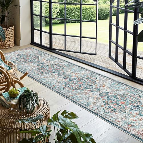 Pauwer Hallway Runner Rug 2'x10', Boho Washable Runner Rugs with Rubber Backing, Non Slip Carpet Runner for Hallways, Farmhouse Rug Runners for Kitchen Laundry Room Entryway Bathroom