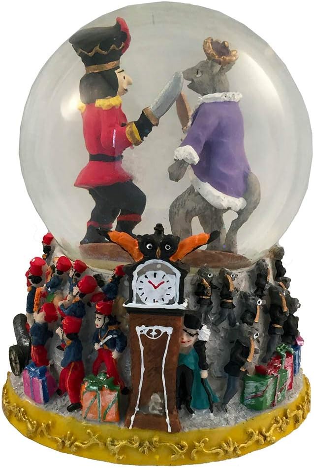 Nutcracker Ballet Gifts Musical Nutcracker Snow Globe, Christmas Ornaments Decorations, Holiday Home Decor, 5.75” x 4.5” inches, Clara, Prince and The Mouse King