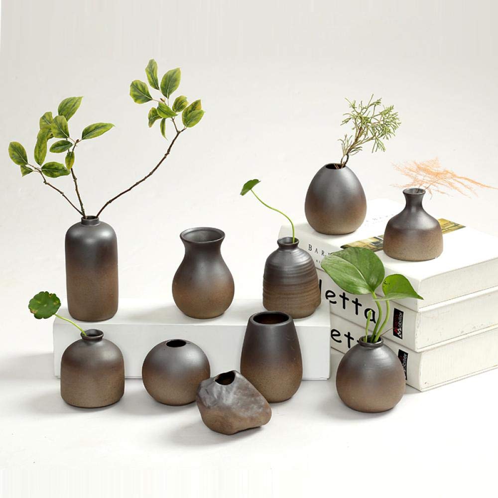 Classic Fashion Ceramic Vase Pottery Mini Small Vase Decorative Arts and Crafts Tabletop Flower Pot Bottle Home Wedding Deco (A3 7x8cm)