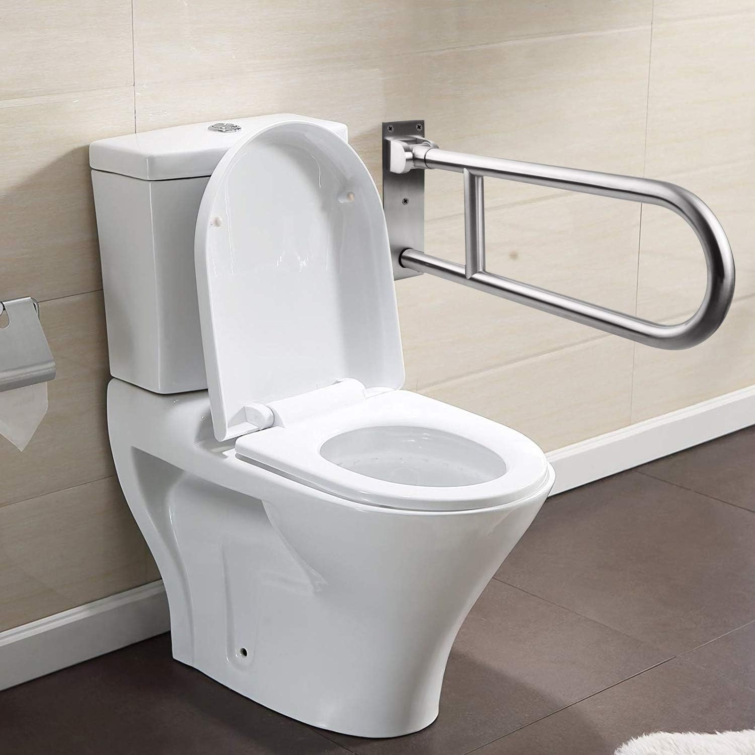 Mayaglory Katlanabilir Engelli Tutamağı - Paslanmaz Çelik Mafsallı Banyo Tutunma Barı, Yaşlı ve Hamileler İçin Güvenlik Destek Kolu, Yer Tasarrufu Sağlayan Duvara Monte Tutamak