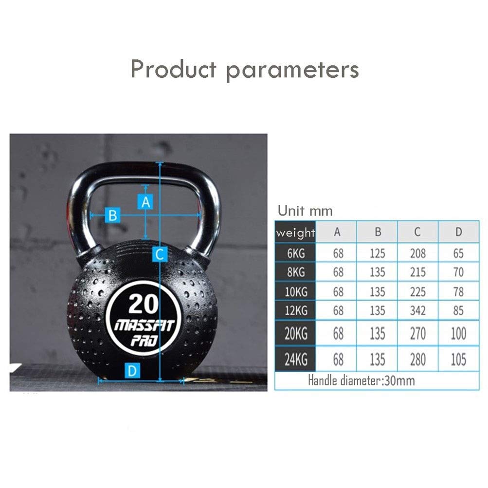 Kettlebell AGYH Fitness Nero, Realizzato in Ghisa, Attrezzatura Professionale per L'allenamento della Forza, Stesse Dimensioni ， 6 kg / 8 kg / 10 kg / 12 kg / 20 kg / 24 kg