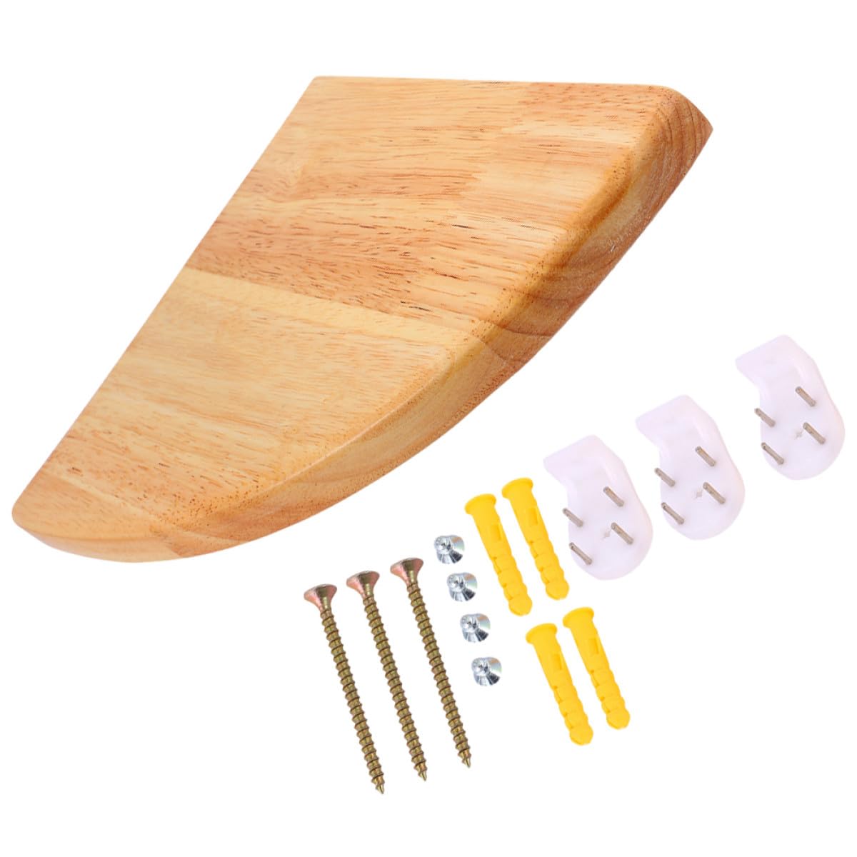 Repisa organizadora de esquina hecha de madera de caucho resistente, radio de 17 cm