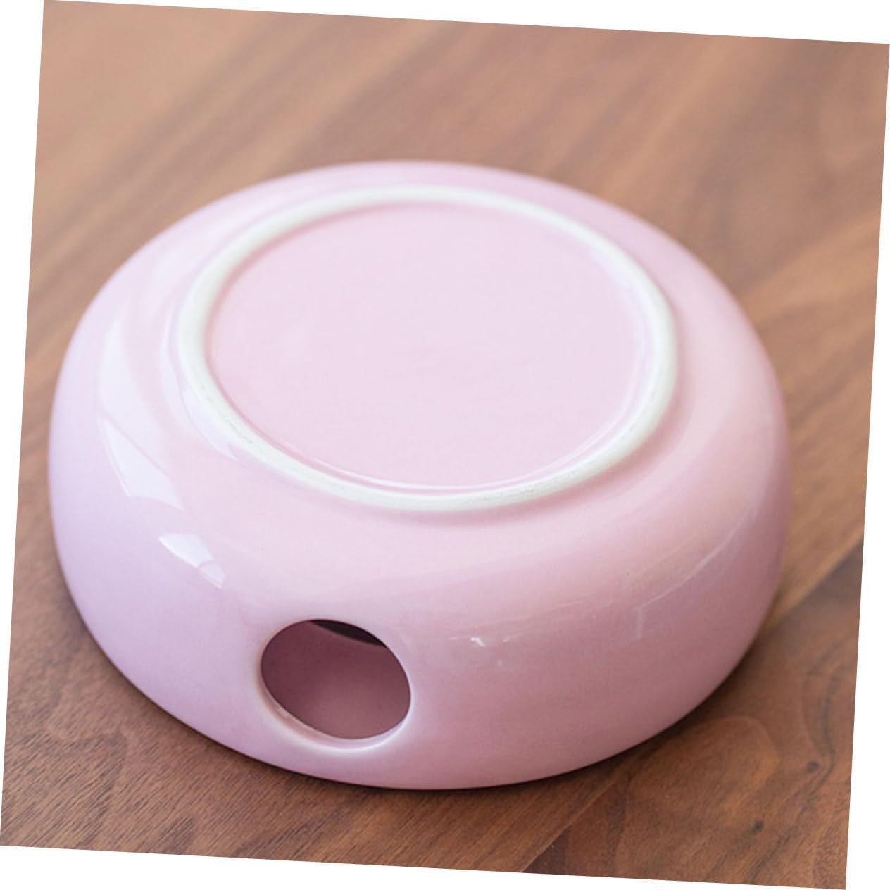 Cabilock Ceramic Tea Heater Warmer for Teapots Pink Purple Compact Teapot Stove with Ventilation for Home Office Tea House Kitchen Use