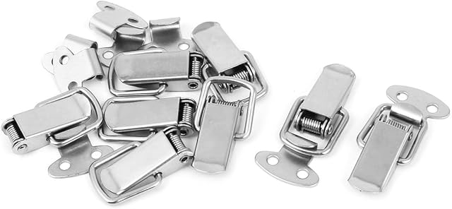 sourcing map Toolbox Box Spring Loaded Straight Loop Toggle Catch Latch Hasp 8pcs