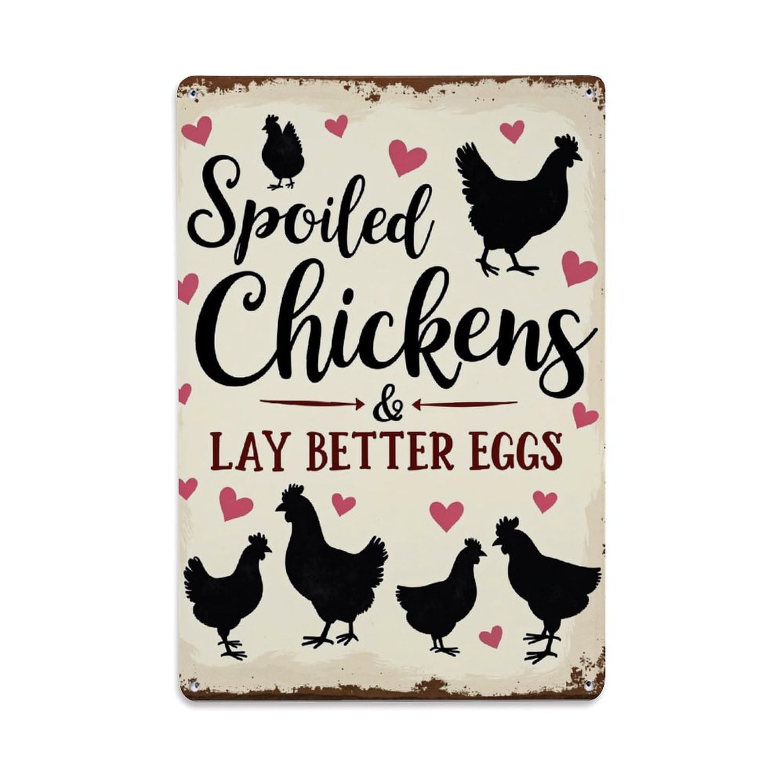 Jdyaojiesheng Vintage Spoiled Chickens Lay Better Eggs Tin Sign Retro Metal Wall Decor Metal Poster, Home Bar Garage Farmhouse Cafe Wall Art Decoration 8X12inches
