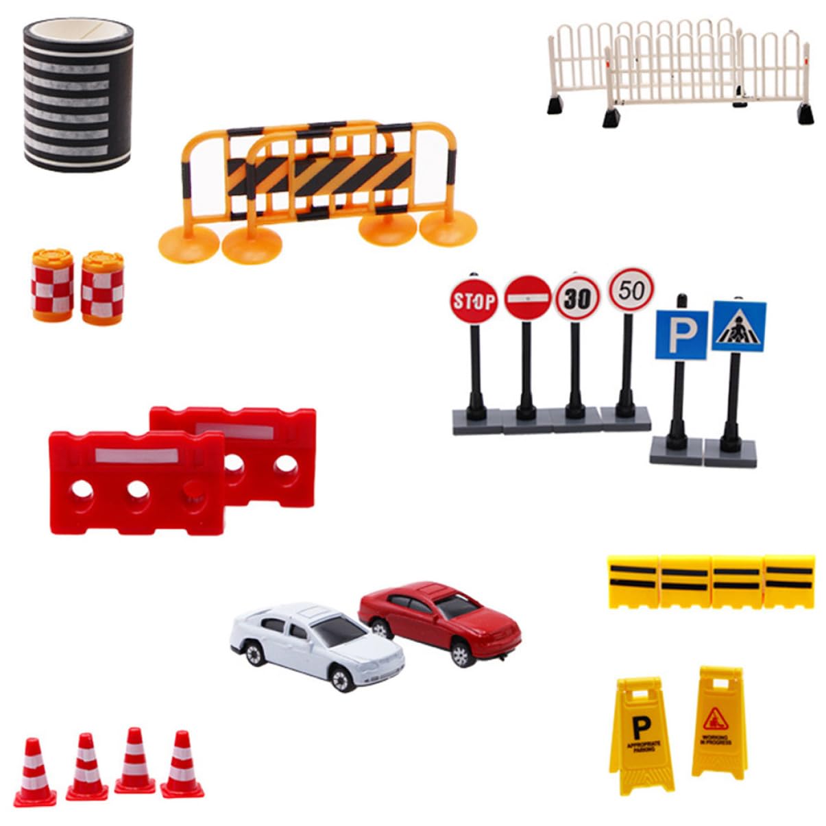 Abaodam 27 Pièces Panneau De Signalisation Jouets Miniatures Jouets Magnétiques Plaques De Rue pour Les Enfants De Barricade De La Circulation De Chantier Plastique