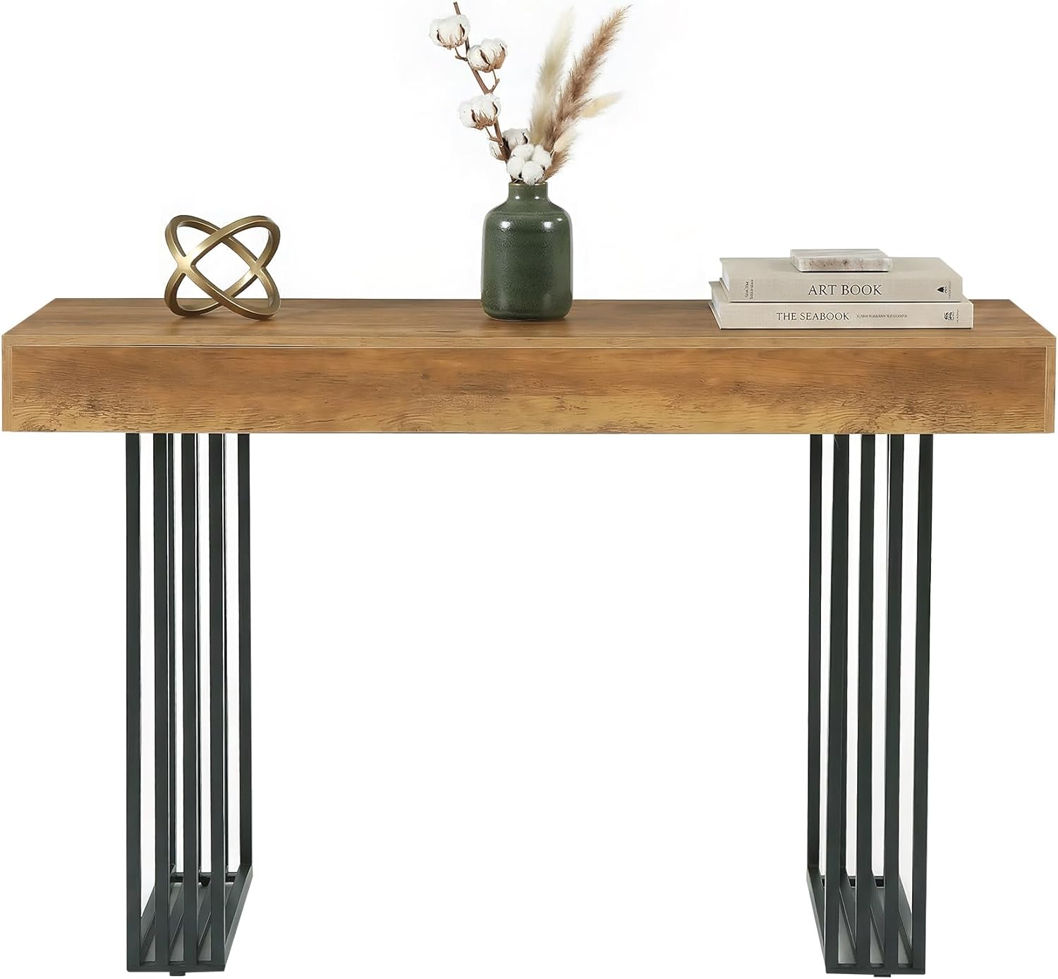 LITTLE TREE 63" Bar Table, Bar Height Table with 39.37" High Metal Frame, Industrial Counter Height Table for Coffee Shop, Bistro, Living Room (No Chair)