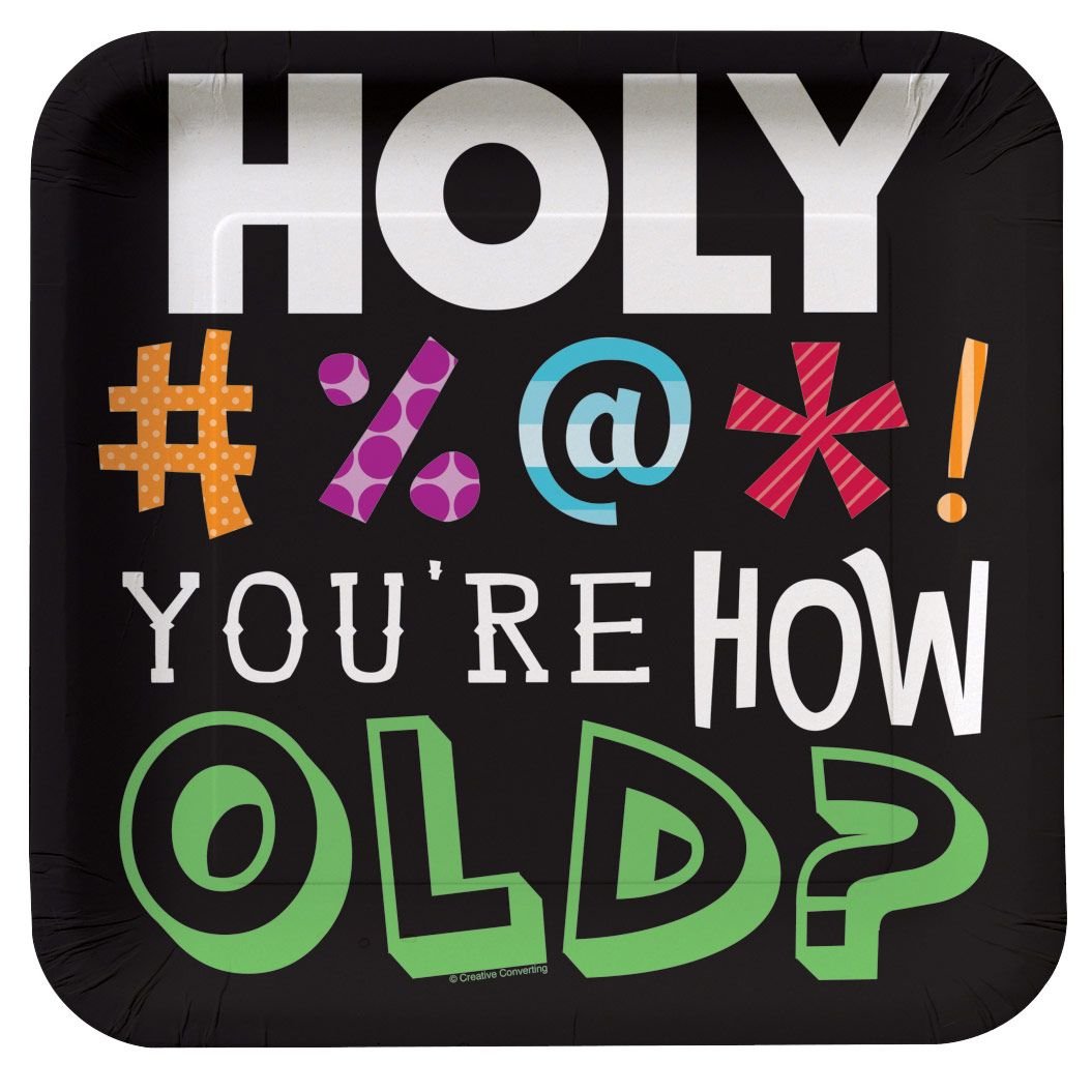 Creative Converting Holy Bleep 70th Birthday Square Dessert Plates - 7.25\", 8 Count - View #5