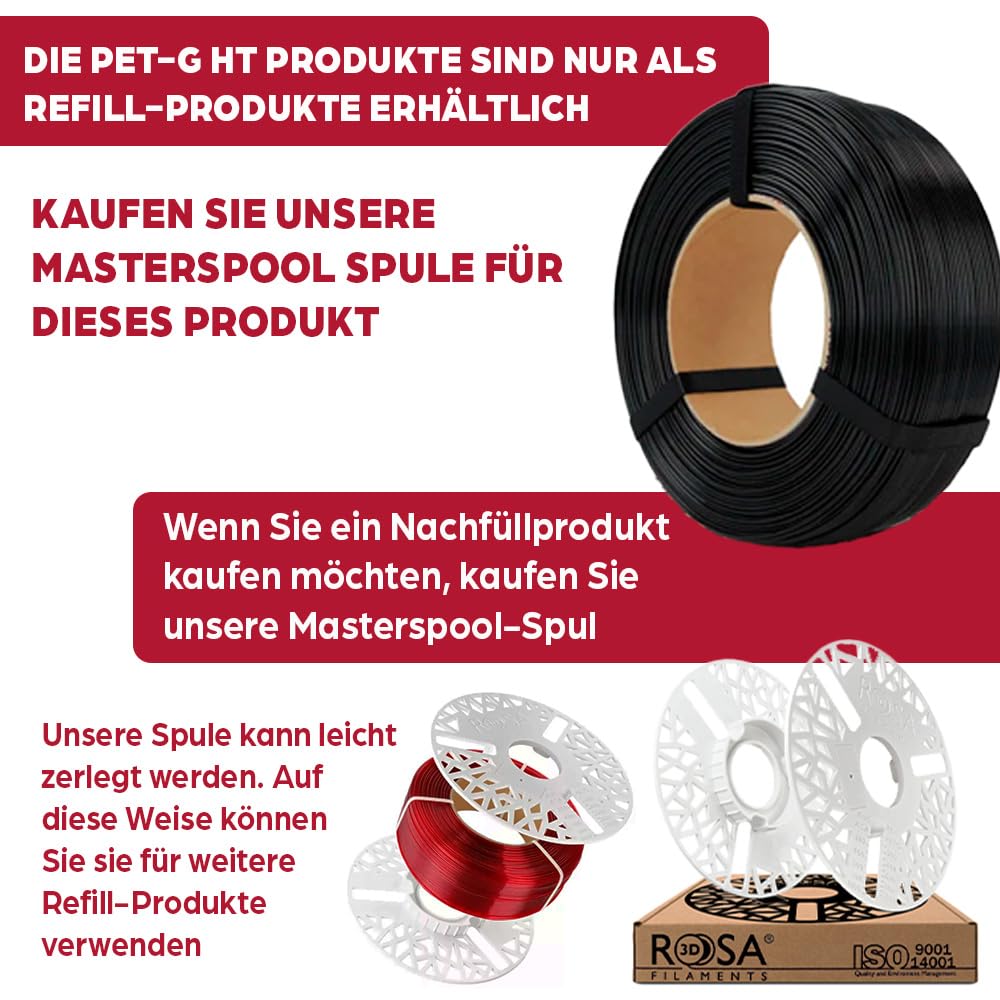 ROSA3D PETG MDT, x-Ray DT Filament 1.75 mm für 3D Drucker, PETG Blau Refill 1 kg