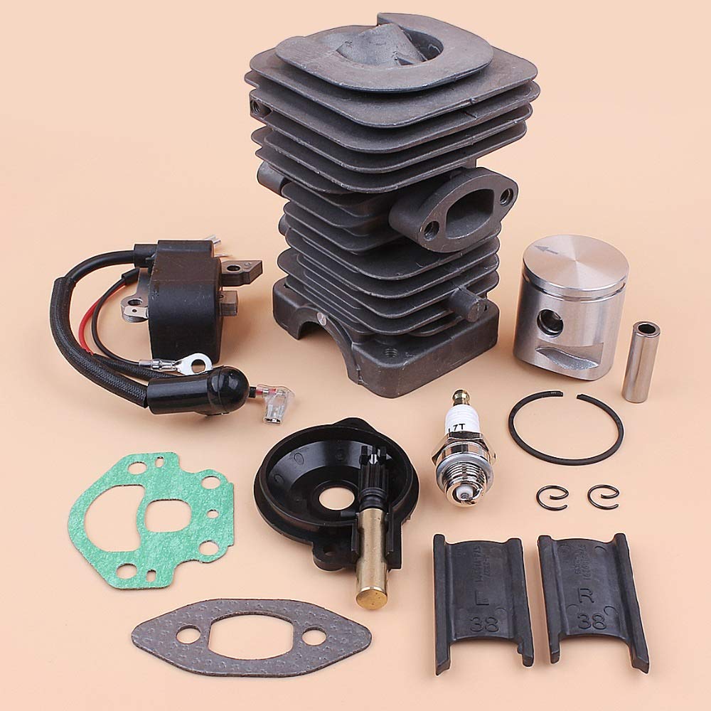 Tiempo Beixi 39mm Cilindro Pistón Bobina de Encendido Kit de Bomba de Aceite Compatible con Husqvarna Reconstruir 236 240 235 Motosierra Motor de Piezas de Repuesto # 545 05 04 17