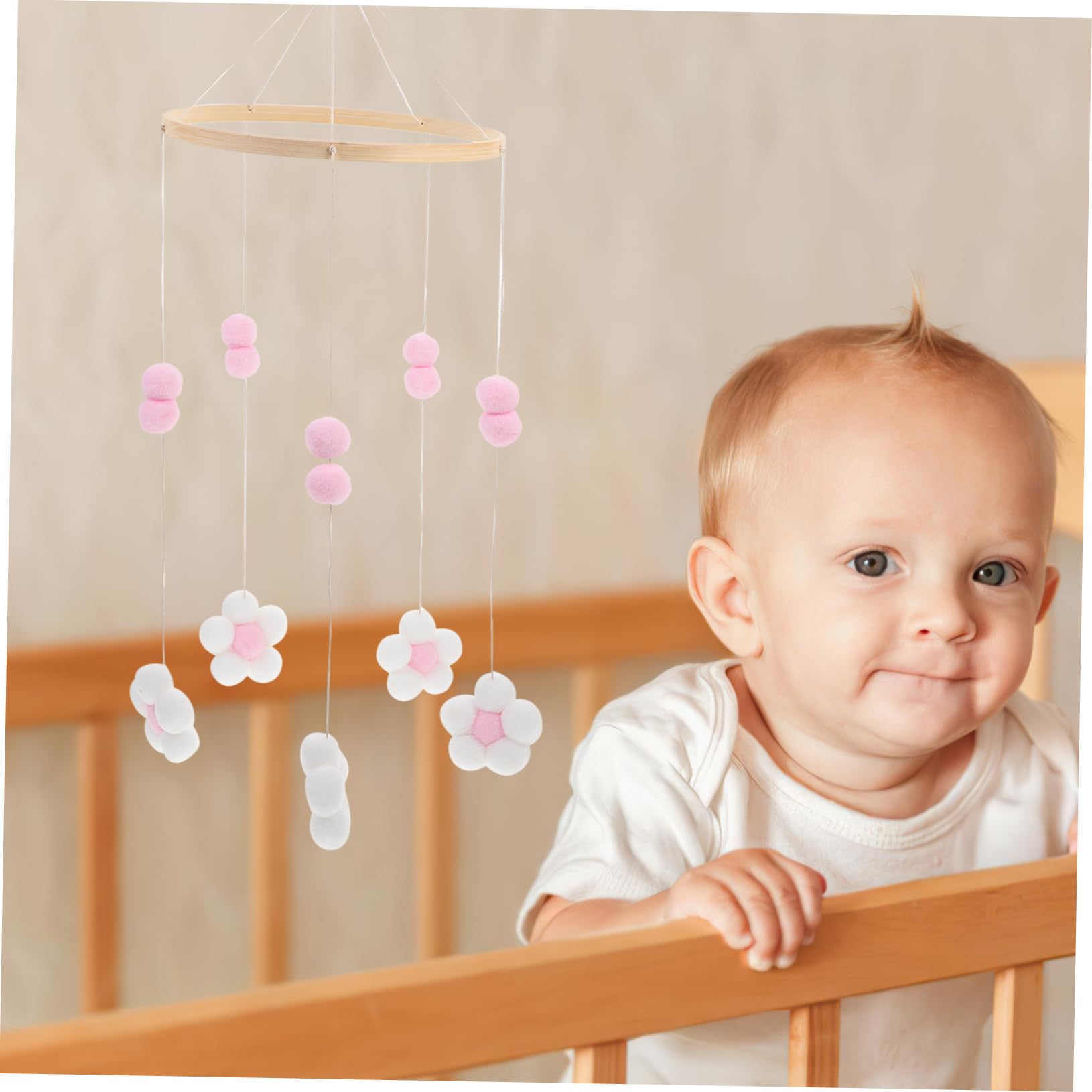 Kisangel Crib Mobile Decoration Soft Ball Wind Chime Stylish European Design for Nursery Safe and Thread Materials Creates Soothing Sounds and Cozy Atmosphere