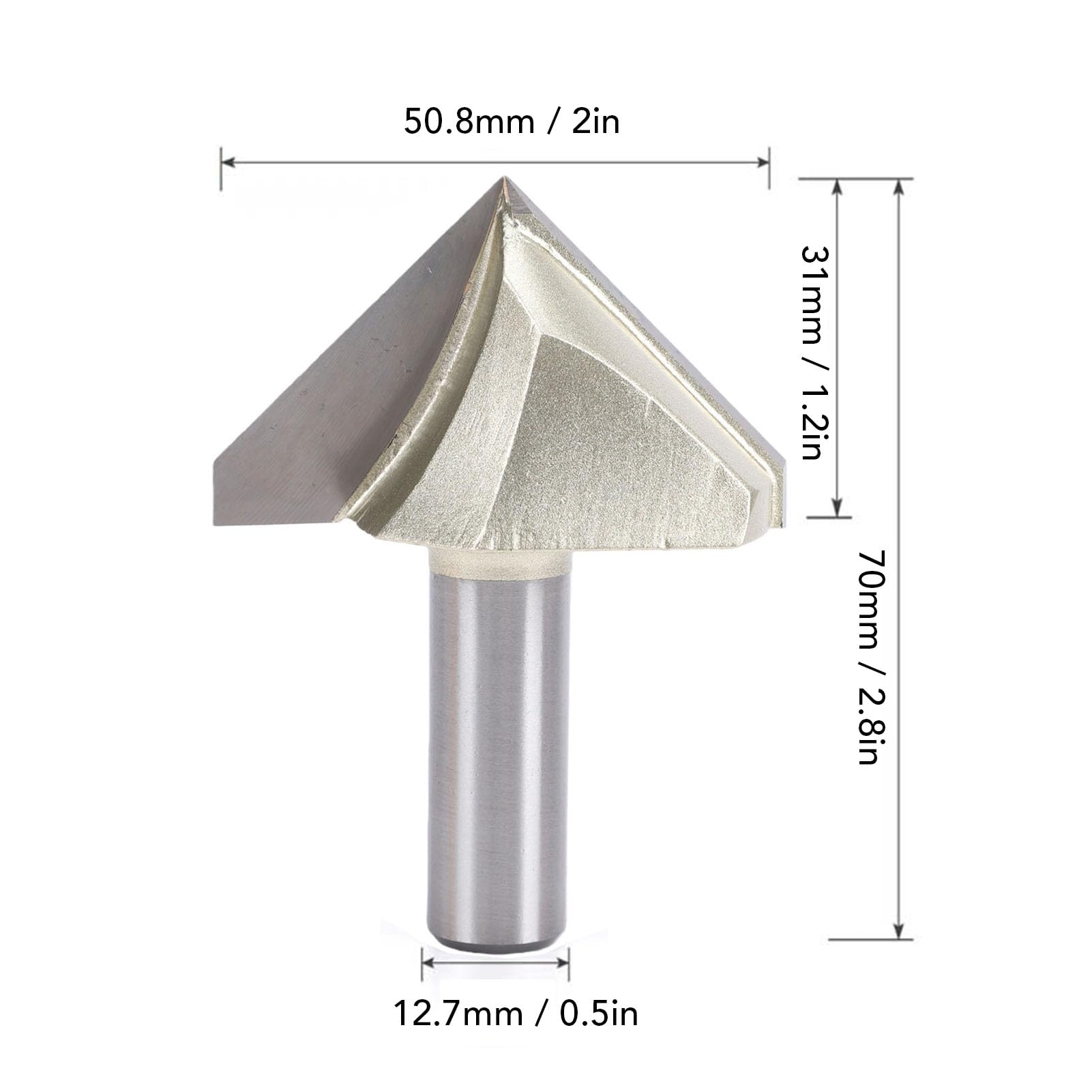 90 Grad V Nutfräser mit 1/2 Zoll Schaft für Professionelle Tischler und Diy Bastler Schneidet Holz Mdf Sperrholz Kunststoff Weiche Metalle Konstruktion Aus Wolframstahl