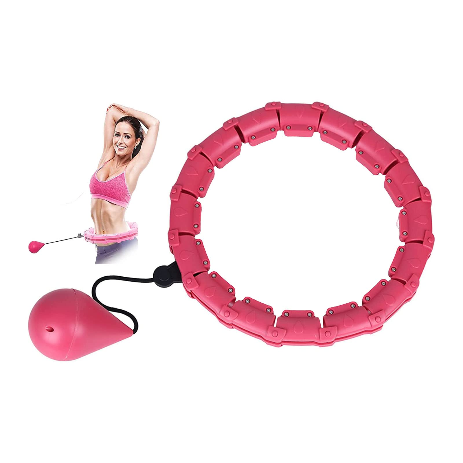 sielife Weighted Hula Hoop with Weight Ball,Hula Circle 24+4 Detachable Fitness Ring Never Falling Adjustable Size Suitable with 360 Degree Automatic Rotary Massage Function Fitness Hula Hoops