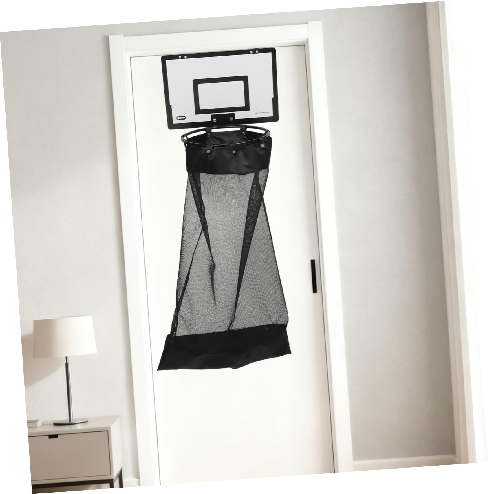 Basketballkorb Wäschekorb Schwarz mit Netz und Reißverschluss