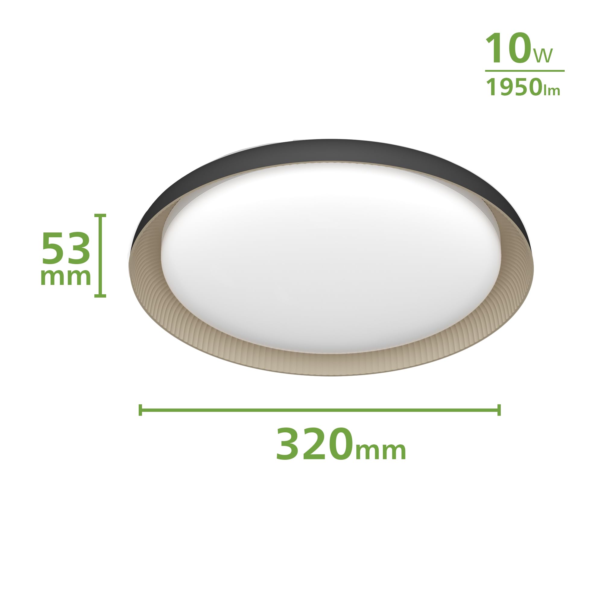 Philips Pebblo UltraEfficient Ceiling, SceneSwitch, Black, 10W, 1950Lm, 4000K, IP20 - Image 3