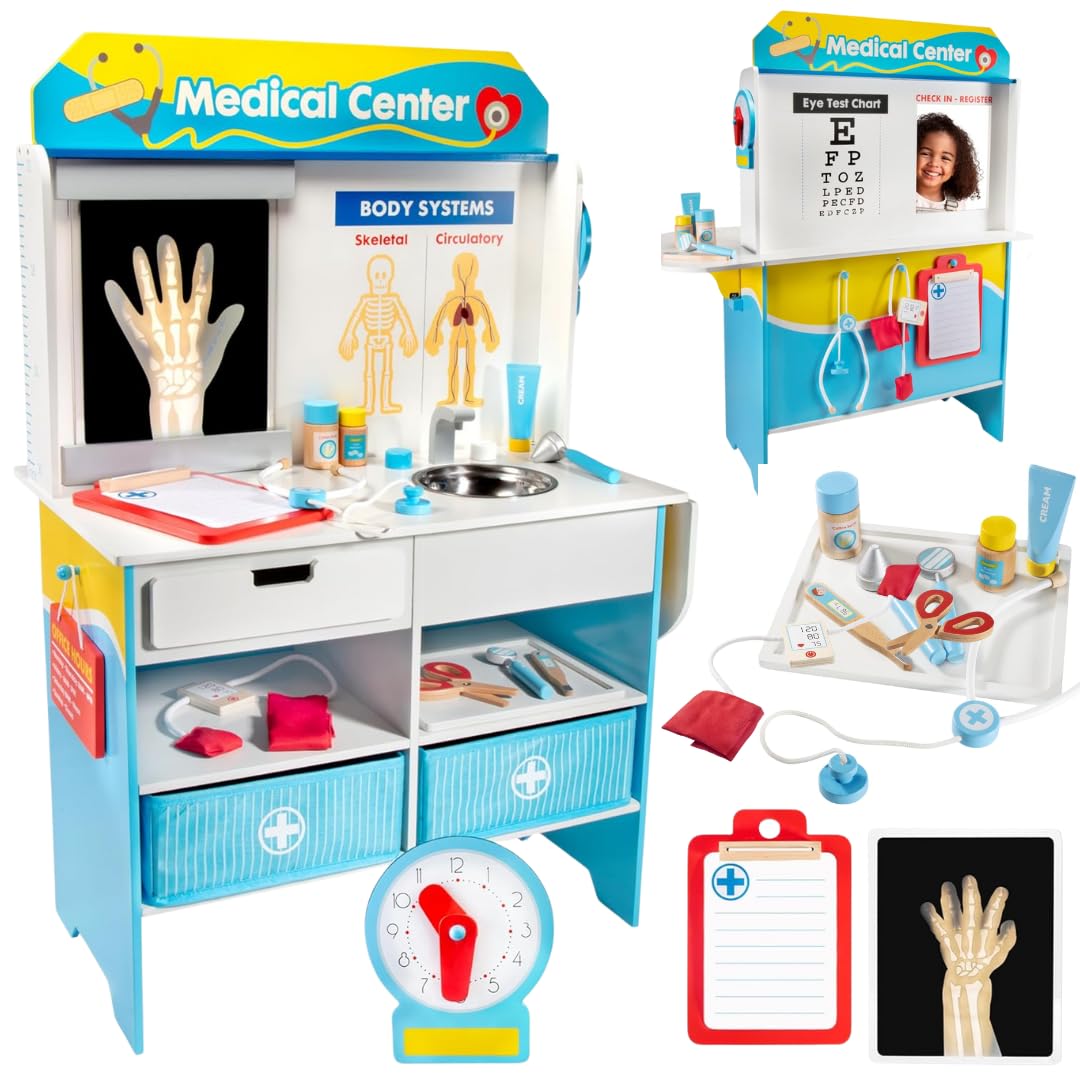 Amazon.com: Get Well Doctor Wooden Activity Center- Kids Pretend
