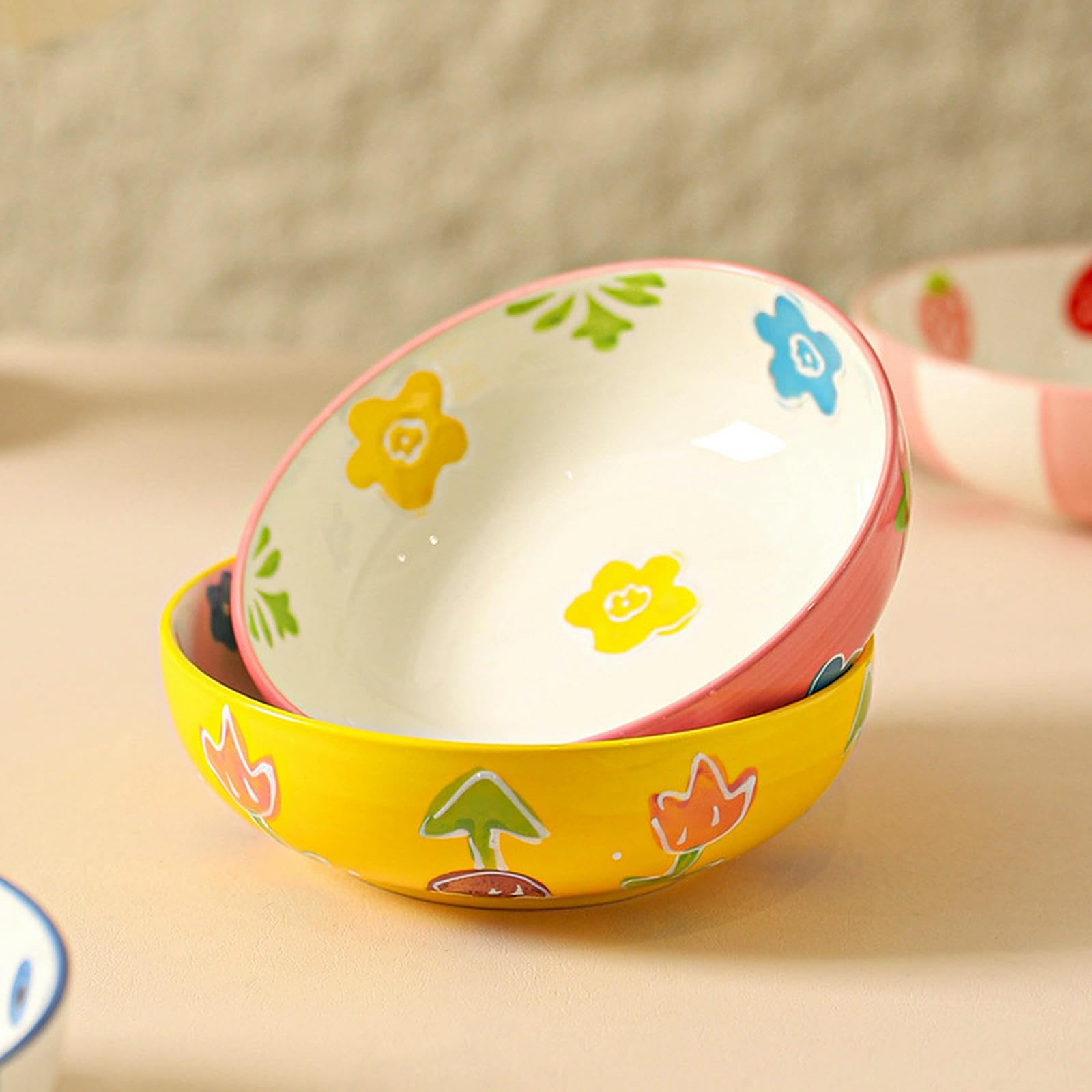 Świeża, urocza i delikatna ceramiczna miska śniadaniowa w stylu koreańskim - niebieska