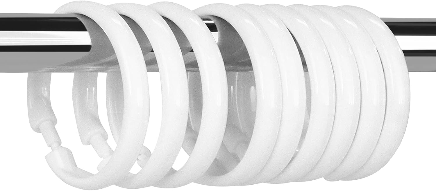 Qulable 12 Packs Circular Shower Curtain Rings, Plastic