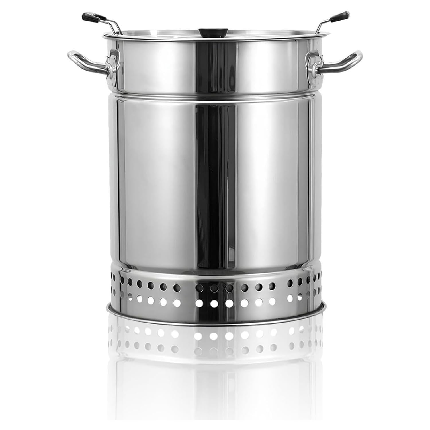 Barril Asador de Carne Sin Humo Interior, Parrilla de Barbacoa de Carbón Sin Humo BBQ Portátiles con Forma de Barril Envolvente de Acero Inoxidable para Exteriores Silver Large