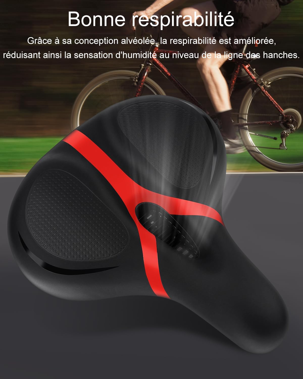 Rarapop Selle de vélo de rechange pour homme et femme - Confortable - Large selle de vélo rembourrée en mousse à mémoire de forme - Coussin souple compatible avec Peloton, VTT, vélos de ville, vélos