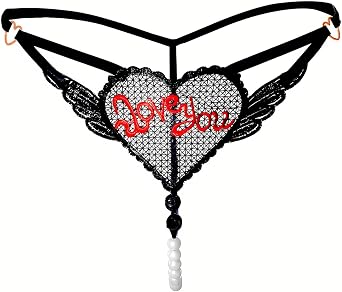 VCOOTS Womens Brief Pearl Love Underwear Sexy Thong Underwear with Low Waist Valentines Day