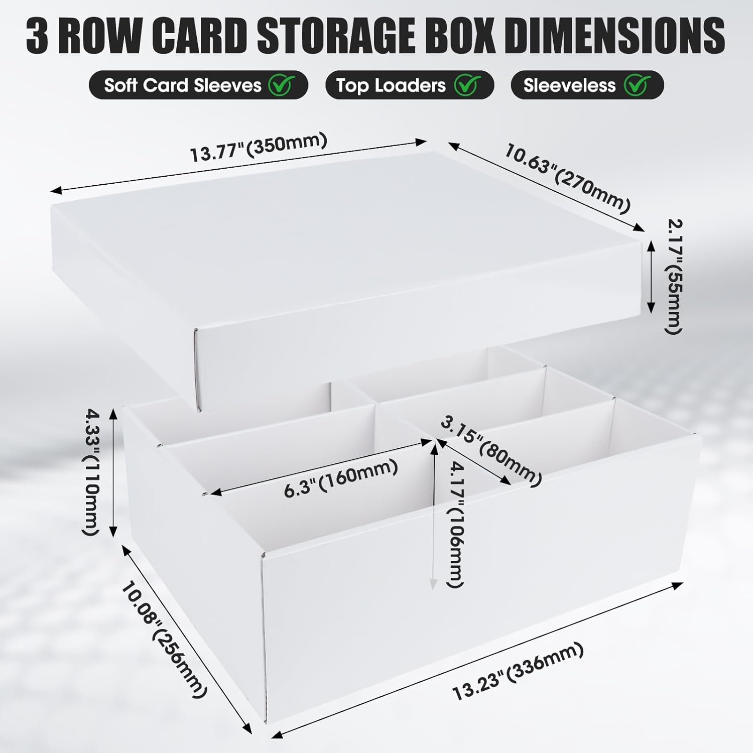 2-Pack Trading Card Storage Box, 3 Row 3000 Count Corrugated Cardboard Box with Dividers for TCG/MTG/Sports/Baseball/Top Loaders, Card Storage Box for Collectible Gaming Cards