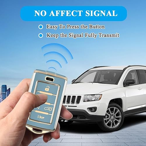 Miniatura 3 de Funda para llavero de Jeep con llavero, protección de 5 botones, apta para Jeep  Grand Cherokee  Wagoneer  Grand Cherokee L  2021 2022 2023  Ordenar