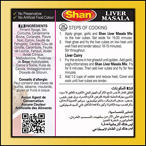 Shan Liver Curry Recipe and Seasoning Mix 1.76 oz (50g) - Spice Powder for Stir Fried Spicy Liver Cubes - Suitable for Vegetarians - Airtight Bag in a Box