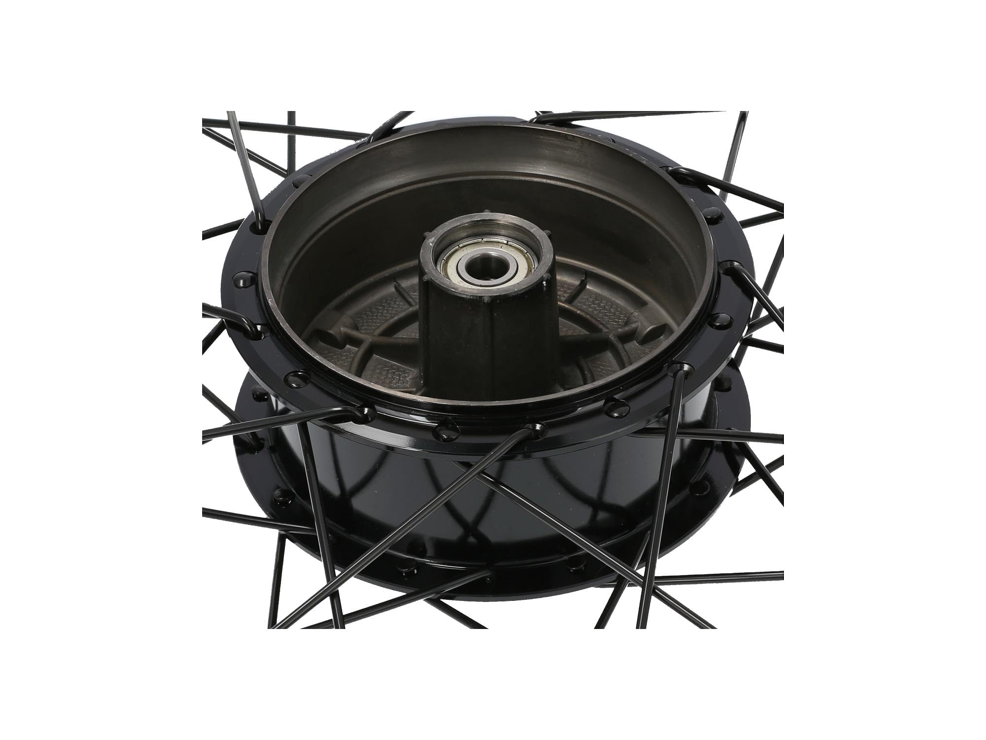 AKF Kompletne koło tuningowe z przodu 2,5 x 16" " felga aluminiowa + piasta i szprychy czarne + opony 80/80 Heidenau K63