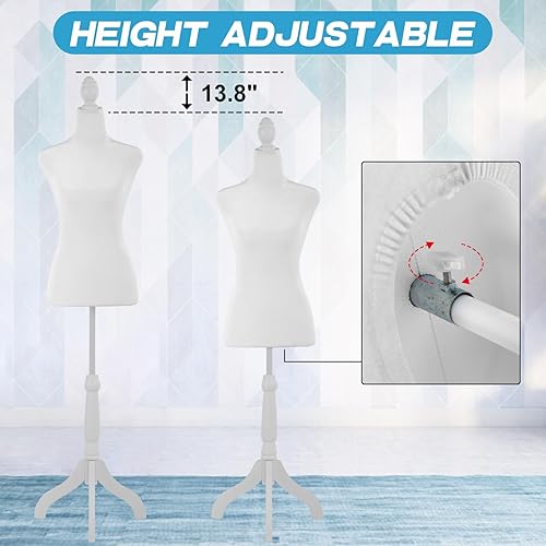 Miniatura 2 de BLKMTY Maniquí femenino con forma de torso para costura, maniquí de costura, altura del cuerpo, modelo de vestido de ropa ajustable con base de