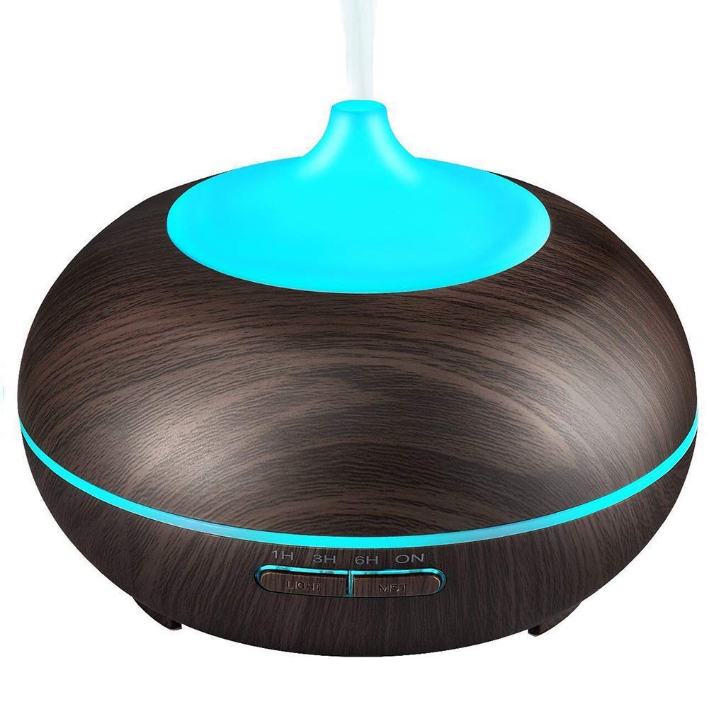 JoySusie 500ml Wood Grain Aroma Diffuser: Whisper-Quiet, Color LED Lights, 4 Timer Settings