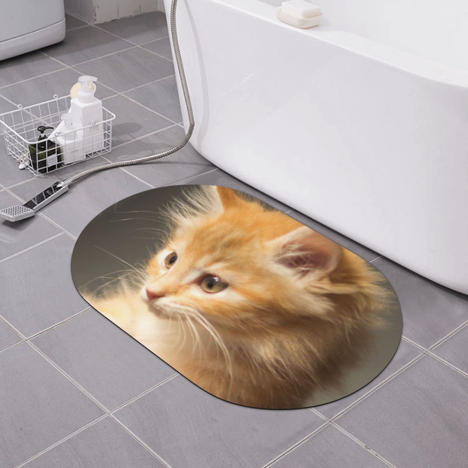Tapis de bain séchage rapide antidérapant 40x60 pour douche et salle de bain chaton