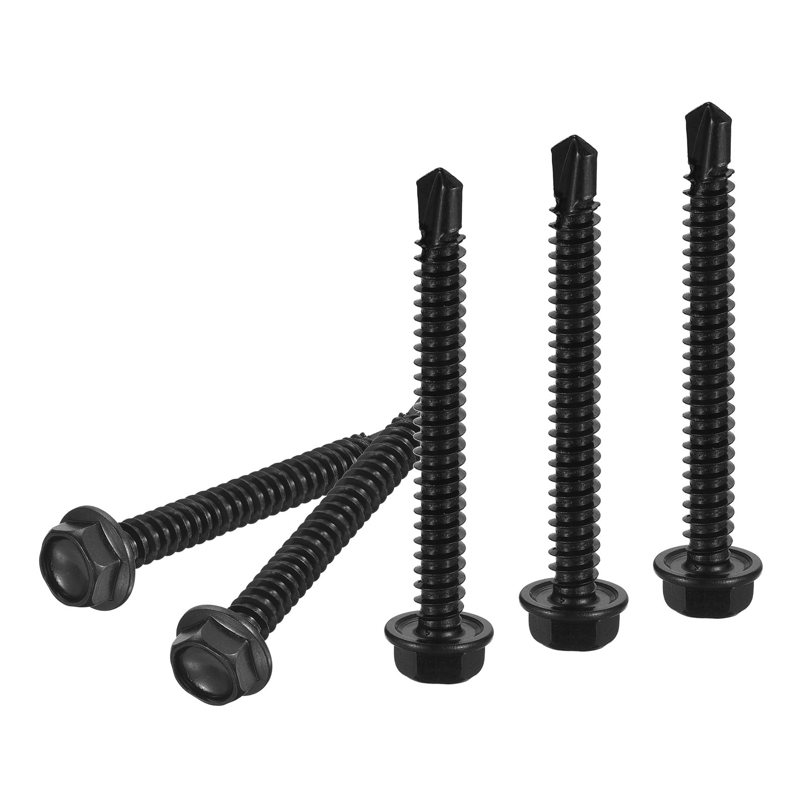 DTGN #14x2-1/4" Hex Washer Head Self Drilling Screws, 25Pack, Good for Machine, 410 Stainless Steel Black Oxide