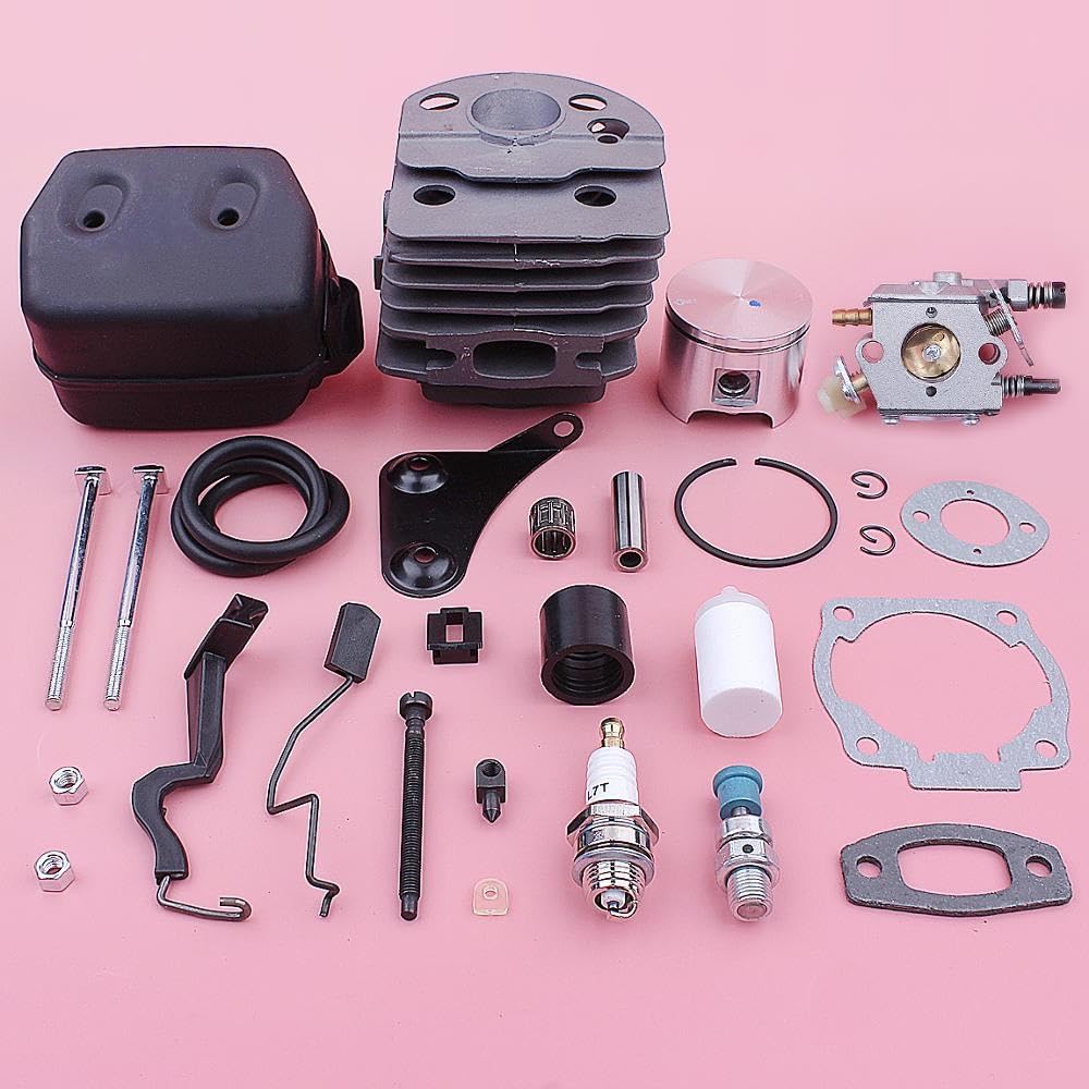 Kit de reparación de pistón de silenciador de Escape de carburador de Cilindro de 46mm, for Motosierra Husqvarna 55 51 501766605 503218202 503281504 503609171 Pistón de Cilindro de jardín