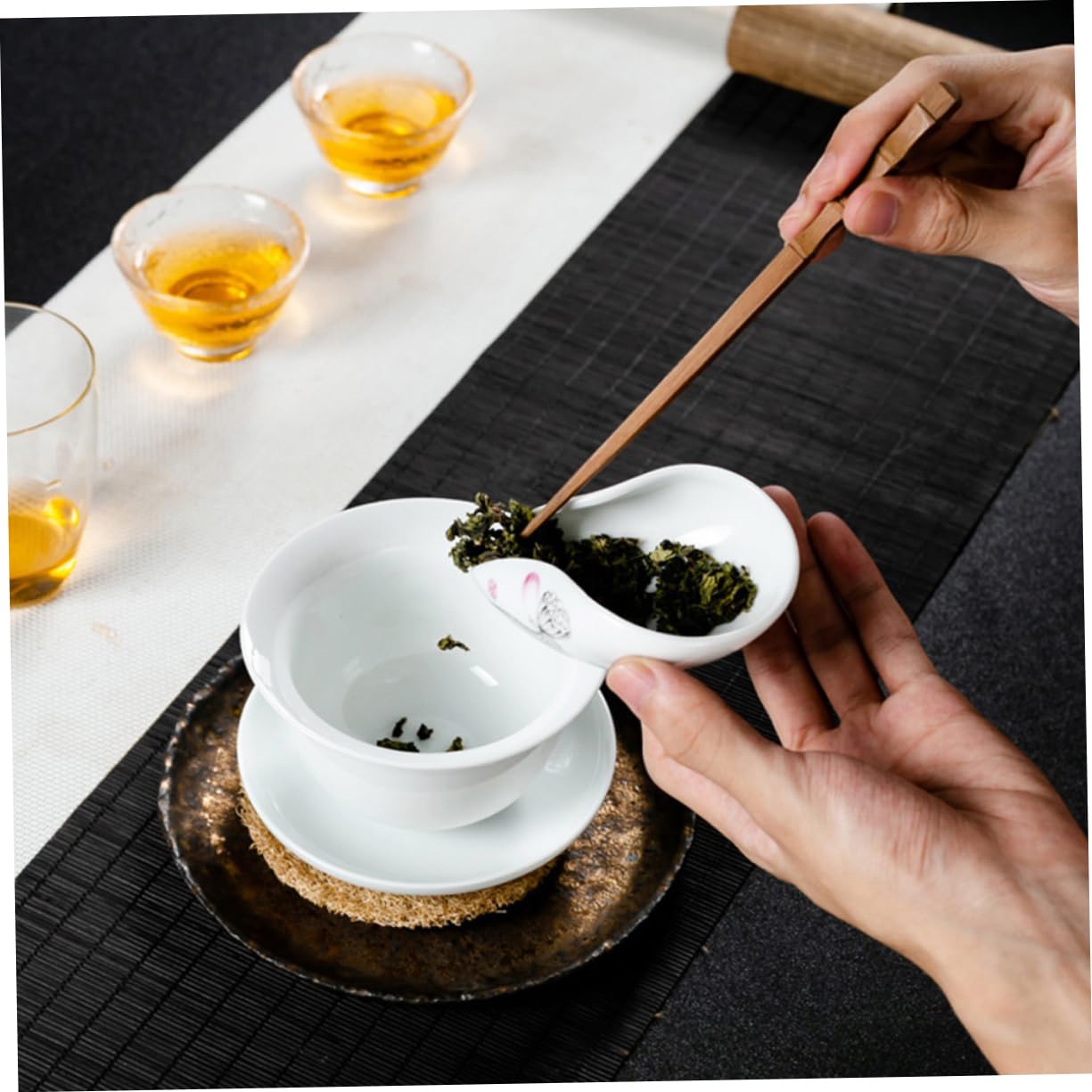 Unomor Loose Tea Scoops Set Tea Strainer Tea Holder Tea Scoops for Loose Tea Tea Infuser Tea Set Accessories