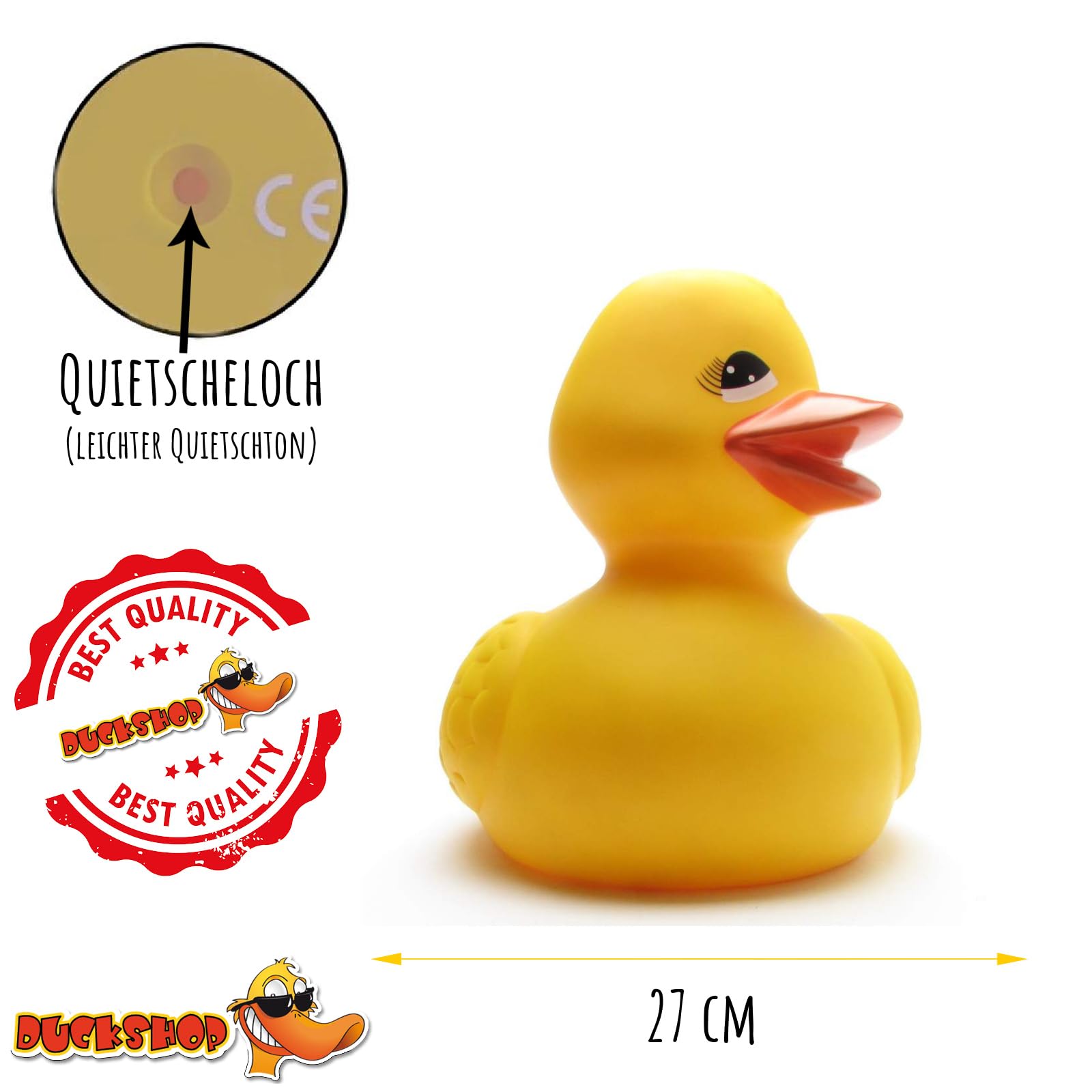 Duckshop I Patito de baño XXL Maja – Amarillo I Patito chirriante I Regalo para niños I Presente coleccionista