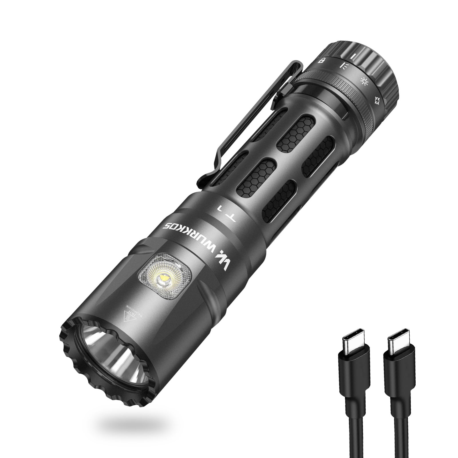 Wurkkos T1 Taktische Taschenlampe 5500LM 415m USB-C aufladbar IPX8 4-Farben