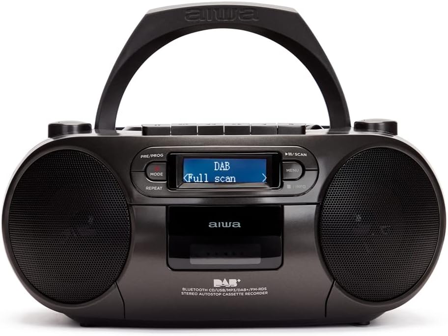 Aiwa BBTC-660DAB/BK: Portable Cassette Radio with CD, Bluetooth and USB, Cassette Recorder, RDS, FM PLL, Dab+, Remote Control, Colour: Black