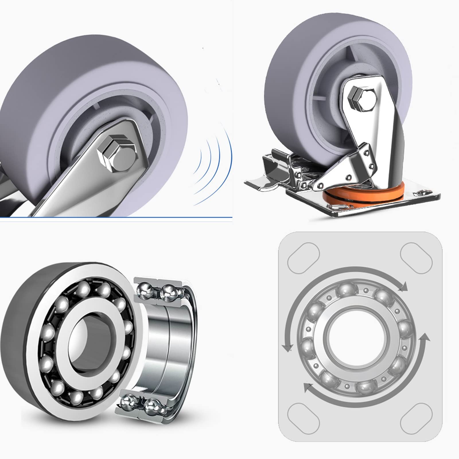 HJXGQJM Ruote Pivottanti in Gomma, Ruote for Carrello, Rotelle Gomma Ruote for Carrello Ruote for Spostare Mobili Ruote Mobili Rotazione 360°, 4 Pezzi Rotelle girevoli(150mm Universal casters)