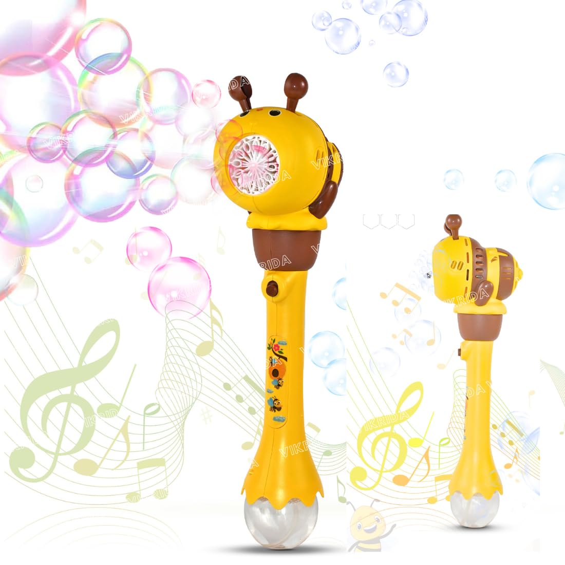 VikriDA Honey Bee Bubble Stick with 1 Bubble Solution Bottle – Automatic Bubble Machine for Indoor & Outdoor Fun