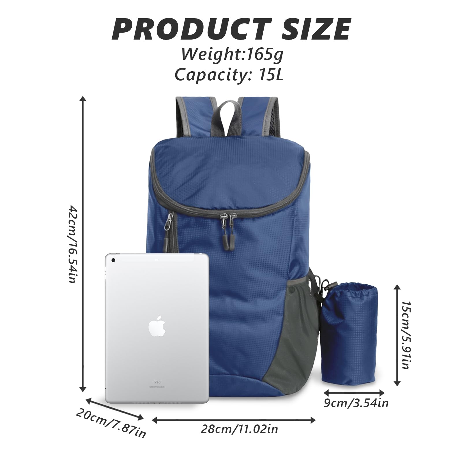 flintronic Lekki składany plecak, mały plecak turystyczny, wodoodporny plecak unisex do uprawiania sportów na świeżym powietrzu, wędrówek, podróży, spacerów, kempingu, 28*20*42 cm