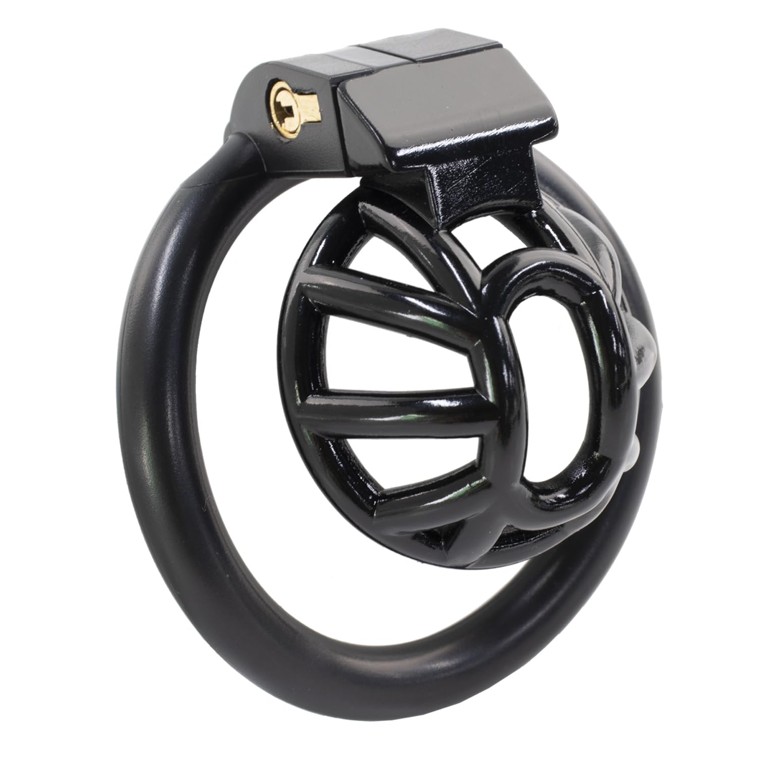FREDORCH Super Small Penis Ring Sissy Chastity Cage,Locked in Male Chastity Device with 4 Base Ring (L-Large, Black)