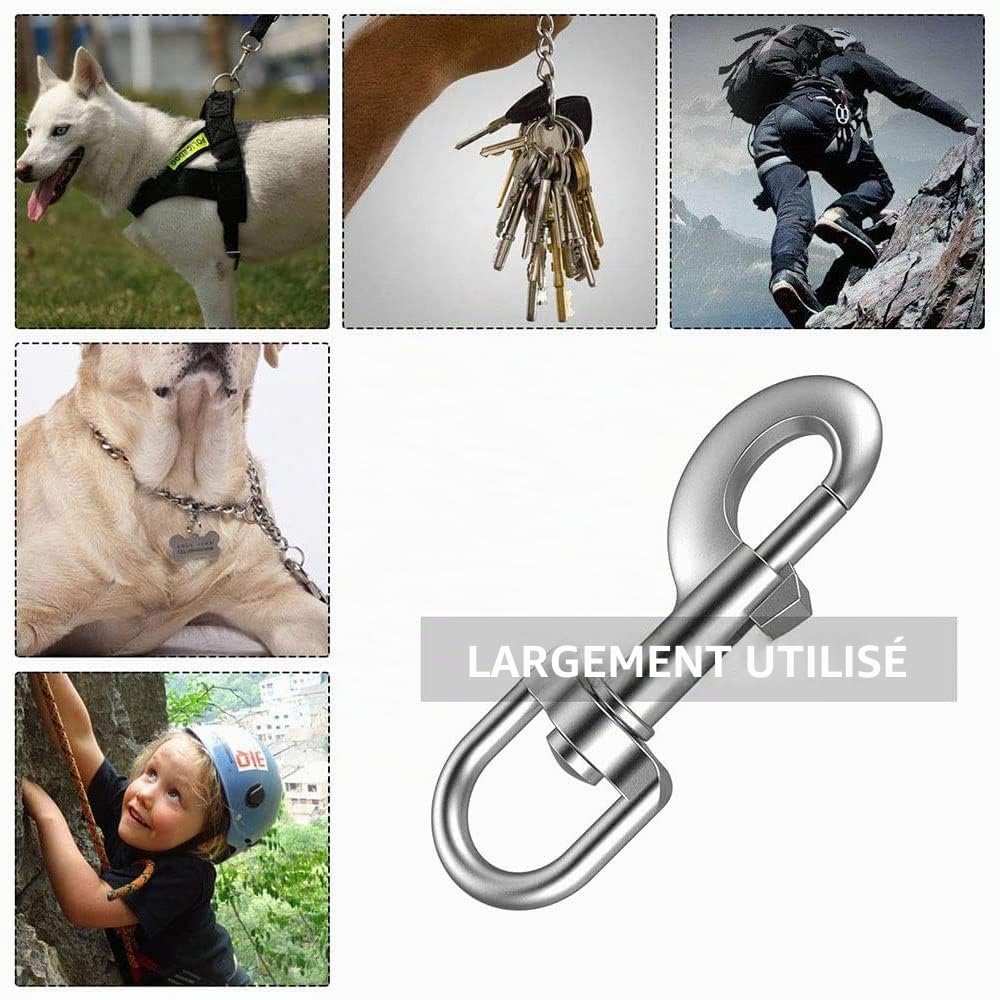 2 Pièces Animaux Crochets Pivotants, Clips Déclenchement, Mousquetons pour Collier Chien, Sac à Dos, Fermoir, Clef de Voiture