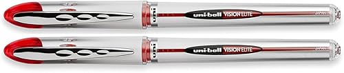 Uniball Vision Elite - Bolígrafo de bola rodante, color rojo, 2 bolígrafos por pedido 69023