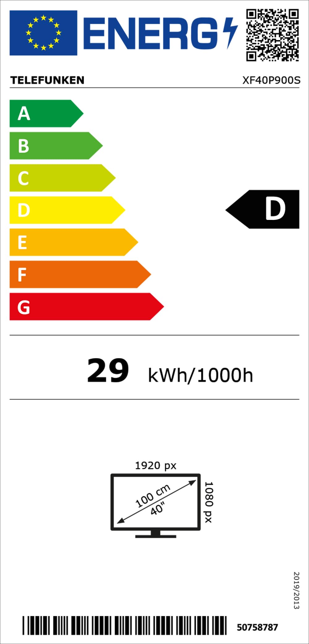 TELEFUNKEN XF40P900S 40 Zoll Fernseher LED TV Full HD (1920x1080 Pixel) mit 100 cm Bildschirmdiagonale und integriertem Triple-Tuner (2026)