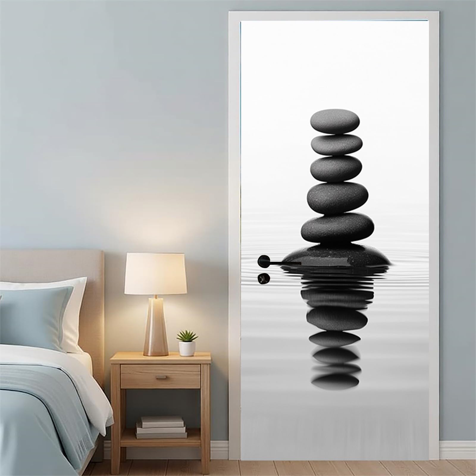 Türaufkleber selbstklebend 77 x 200 cm Stein Türtapete grau Türposter PVC Vinyl für Küche Wohnzimmer Schlafzimmer Bad Wanddeko