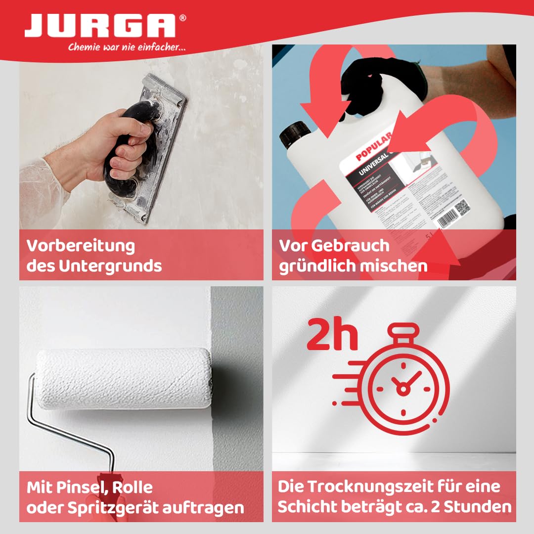 JURGA Universal Grund Popular (20L≈100m² bis 200m²) Grundierung für Wand & Boden (2x 10l)