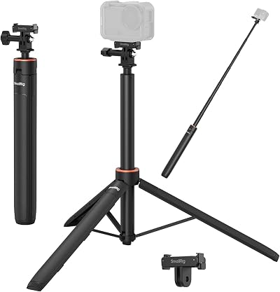 SmallRig 59"/150cm Extendable Selfie Stick Tripod for Action Camera, with Bidirectional Quick Release Adapter for Osmo Action 6/Nano, 2-Prong Mount, 1/4"-20 Screw for DJI, for GoPro, for Insta360-6363